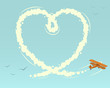 Biplane with heart shape. Vector illustration.