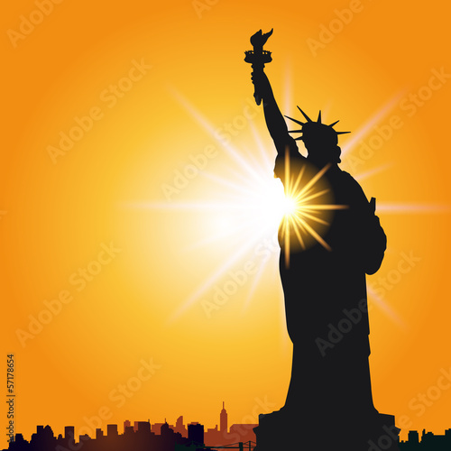 Board z aluminiowym obramowaniem Statue of Liberty_Soleil_rayons Yellow