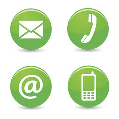 contact us web green buttons icons