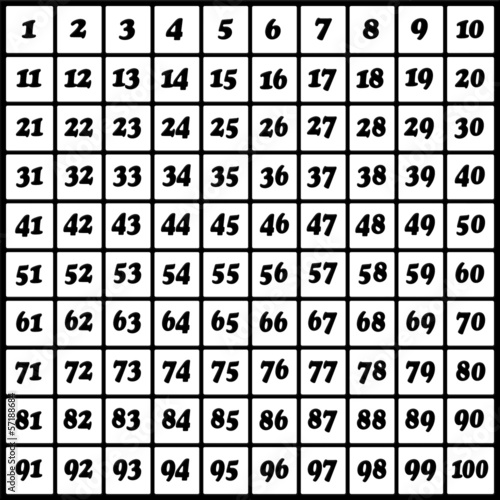 Numbers 1 To 100 Black On White Buy This Stock Illustration And