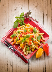 Wall Mural - pasta with capsicum and basil