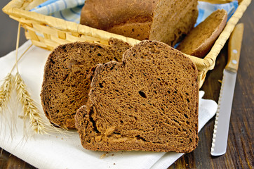 Poster - Rye homemade bread with ears on board