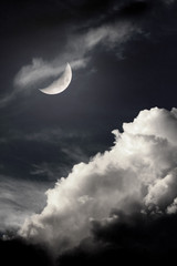 Wall Mural - night sky with moon and clouds