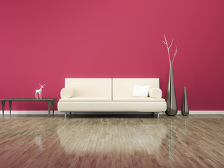 Canvas Print - room with a red sofa