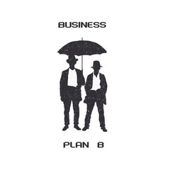 Wall Mural - silhouettes of retro businessmen with umbrella