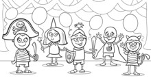 Children At Fancy Ball Coloring Page