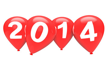 Poster - New Year concept. Red christmas balloons with 2014 sign