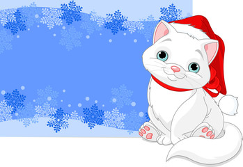 Poster - Christmas cat background