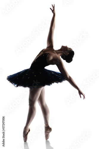 Obraz w ramie Tańcząca baletnica na białym tle