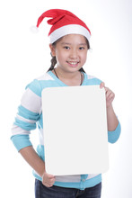Santa Girl Hold White Board