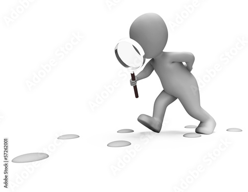 Foto Detective Character Following Footprints Shows Investigate Inves