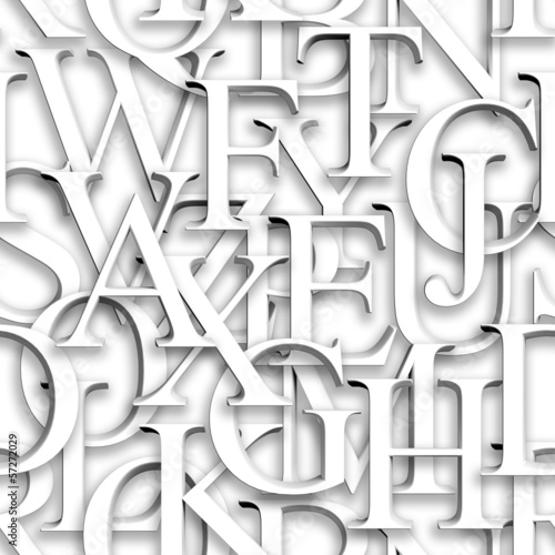 Naklejka na meble Seamless pattern. Repeating texture with white 3d letters