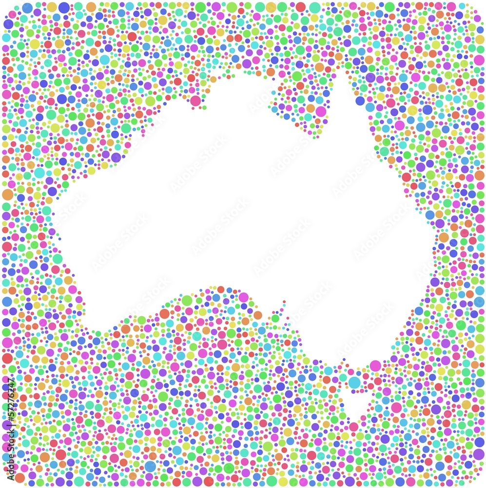 Decorative Map of Australia in a square sign Stock Vector | Adobe Stock