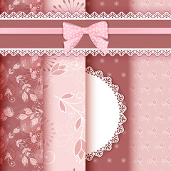 Wall Mural - Set floral seamless for scrapbook.