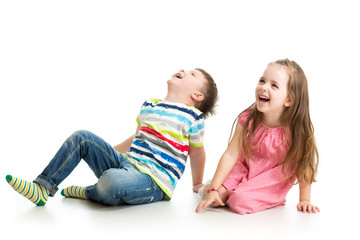 kids boy and girl looking up