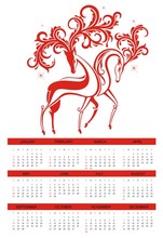 Calendar 2014 With Deer