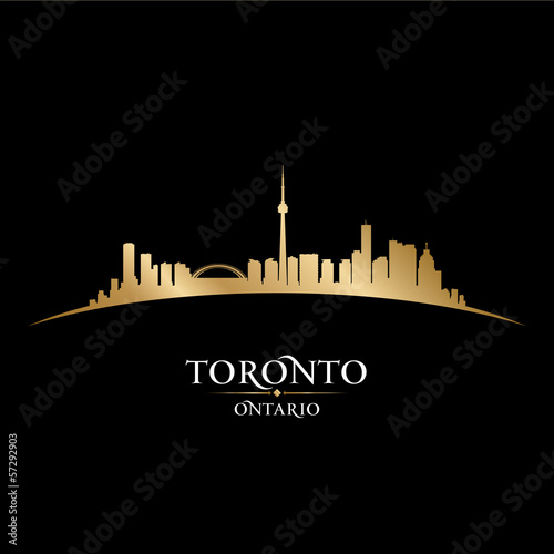 Plakat na papierze fotorealistycznym Toronto ontario Kanada panoramę miasta sylwetka czarne tło