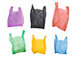 collection of various plastic bags isolated on white background