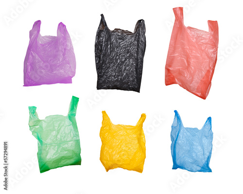 Fotografía collection of various plastic bags isolated on white background