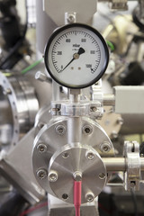 Manometer, precise instrument in nuclear laboratory, close up