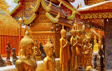 Gold Face Of Buddha Statue In Doi Suthep Temple, Chiang Mai, Tha