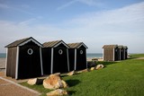 Fototapeta  - cabines de plage en haute  normandie