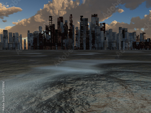 Obraz na plátně Abandoned City and baked earth