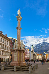 Wall Mural - Our Lady statue at old town in Innsbruck Austria