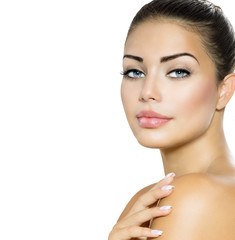 Wall Mural - beauty woman portrait. beautiful brunette with blue eyes