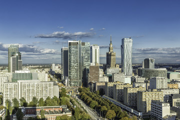 Canvas Print - Warsaw downtown aerial view