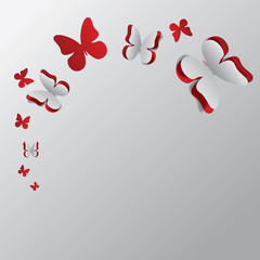 Wall Mural - Card with cut out butterflies