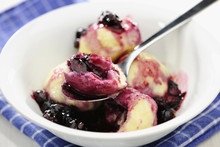 Blueberry Quark Dumplings With Blueberry Compote