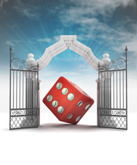 Wall Mural - divine dice luck in heavenly gate with sky flare