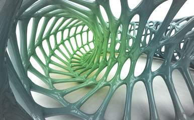Wall Mural - green organic skeleton structure shape study abstract wallpaper