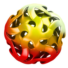 Wall Mural - red and gold abstract shaped three dimensional sphere structure
