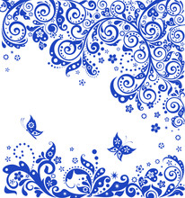 Vintage Blue Floral Background