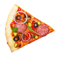 Wall Mural - Pizza slice isolated on white background.
