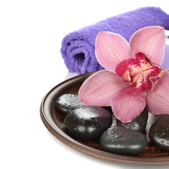 Canvas Print - Massage stones and orchid