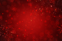 Red Holiday Christmas Background With Snowflakes And Stars