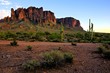 Superstition Mountains and the Arizona desert at dusk