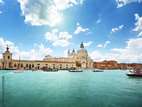 Board z aluminiowym obramowaniem Kanał grande i bazylika santa maria della salute, wenecja, włochy