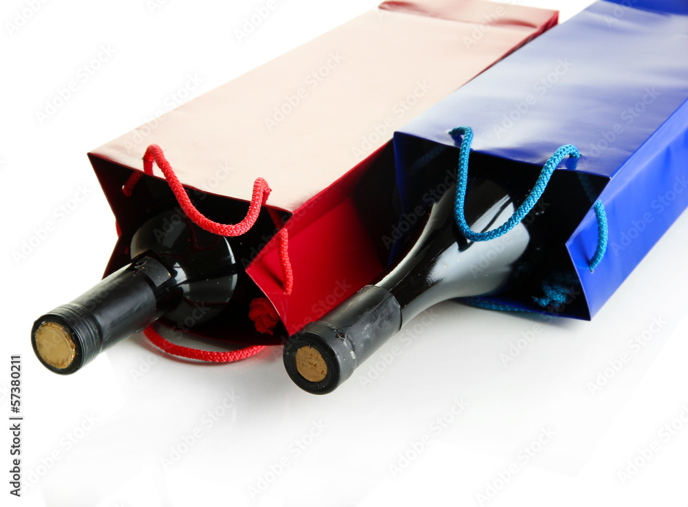 Gift boxes with wines isolated on white