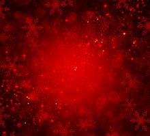 Red Holiday Christmas Background With Snowflakes And Stars