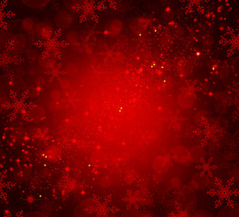 Wall Mural - red holiday christmas background with snowflakes and stars