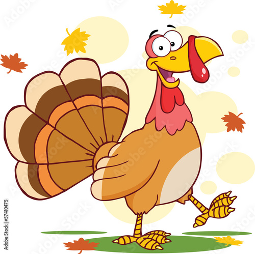 Fototapeta do kuchni Happy Turkey Cartoon Character Walking