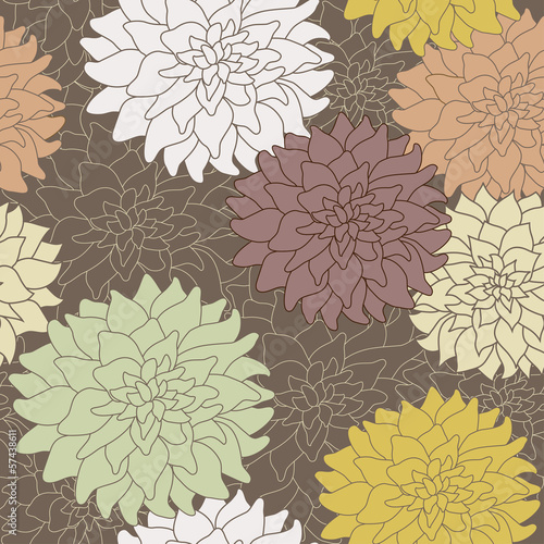 Obraz w ramie Seamless floral pattern