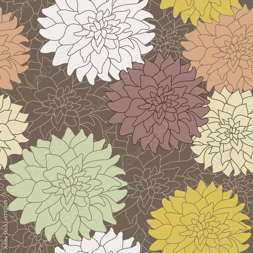 Naklejka - mata magnetyczna na lodówkę Seamless floral pattern