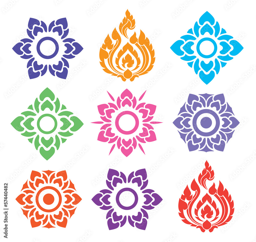 เวกเตอร์ Stock colorful floral of Thai pattern | Adobe Stock