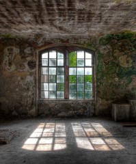 Wall Mural - Old windows with sunbeam