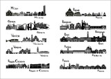 Fototapeta  - 10 cities of Italy  - silhouette signts